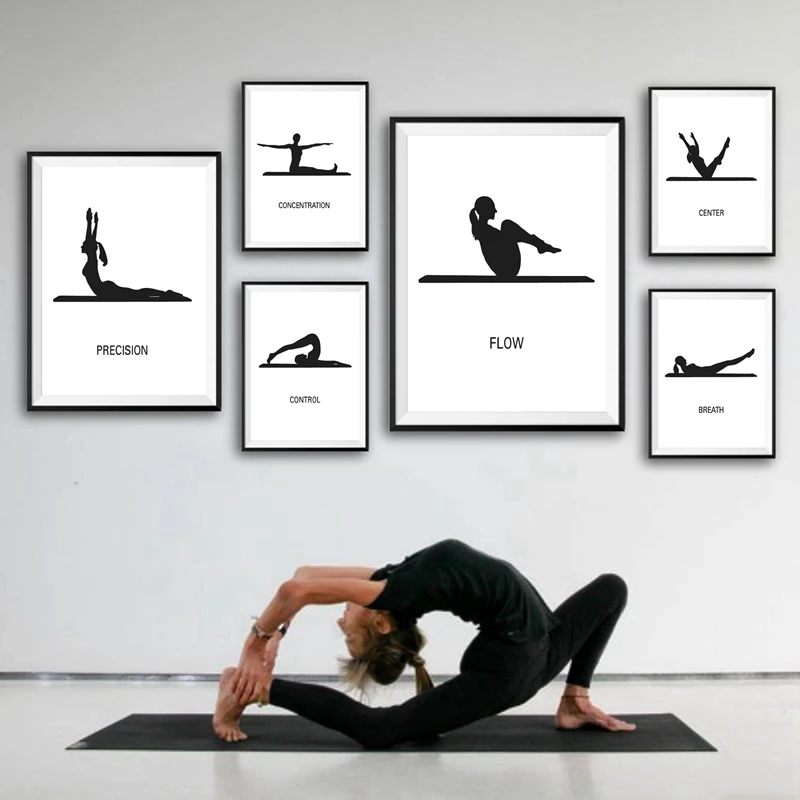 Pilate Yoga Posters And Prints Gym Yoga Hall Decor Painting Modern Minimalism Inspiration Wall Art Canvas