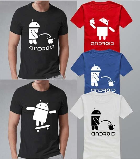 Fashion Men T Shirts Android Robot Male t-shirt  humor logo printed funny t shirt short sleeve Round Neck Ringer Tees