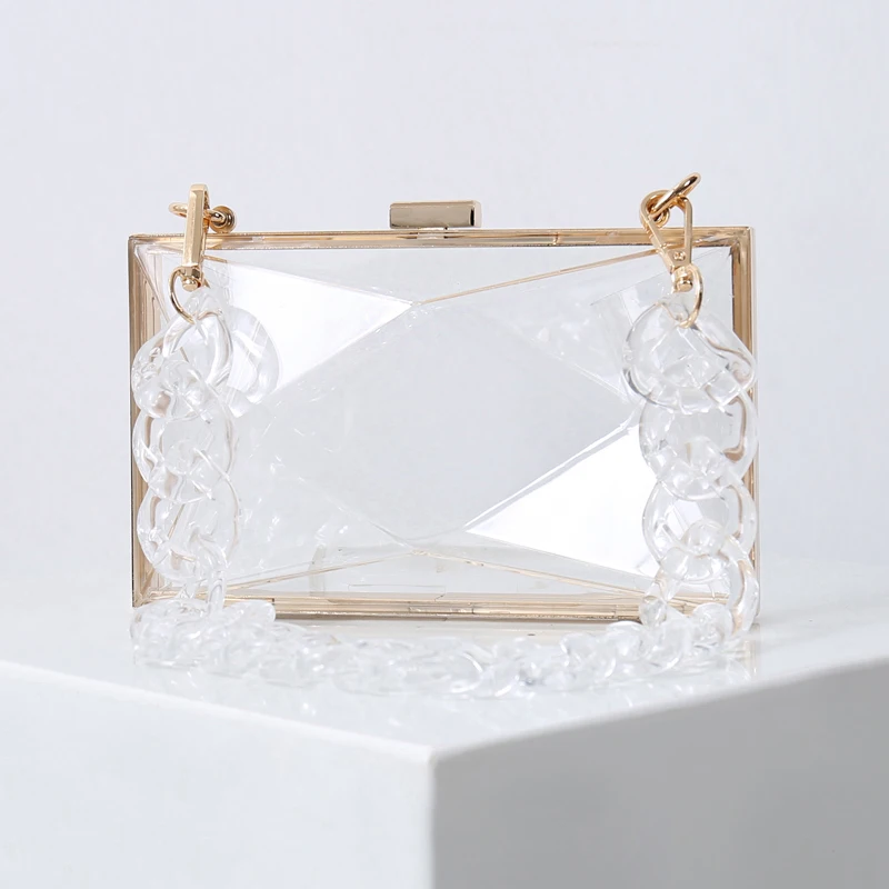 Transparent Bag for Women Diamond Clutch Jelly Acrylic Clear Purses and Handbag Shoulder Crossbody Bags 2025 New Fashion Female