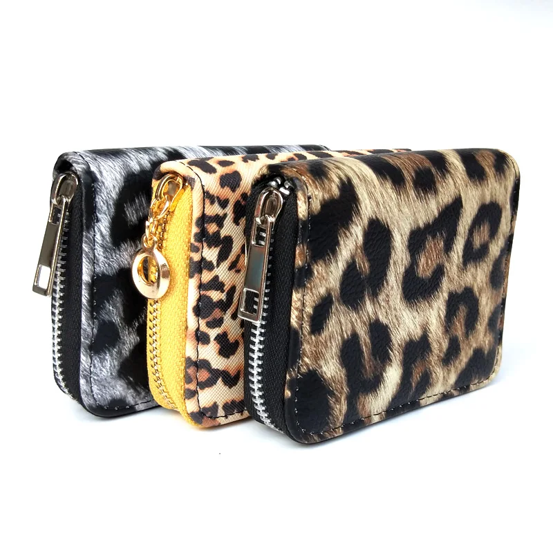 New Fashion Leopard Women Short Wallet With Coin Purse For Girls Small Clutch Bag For Woman PU Leather Ladies Credit Card Holder