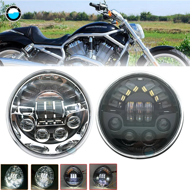 

1 PSC Oval Motorcycle LED Headlight With Daytime Running Light for motorcycle V Rod VRSCF VRSC VRSCR Headlamp.