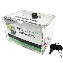 Counter Acrylic Donation Collection Box,Perspex Charity Fundraising Box with Keylock, YGB-007