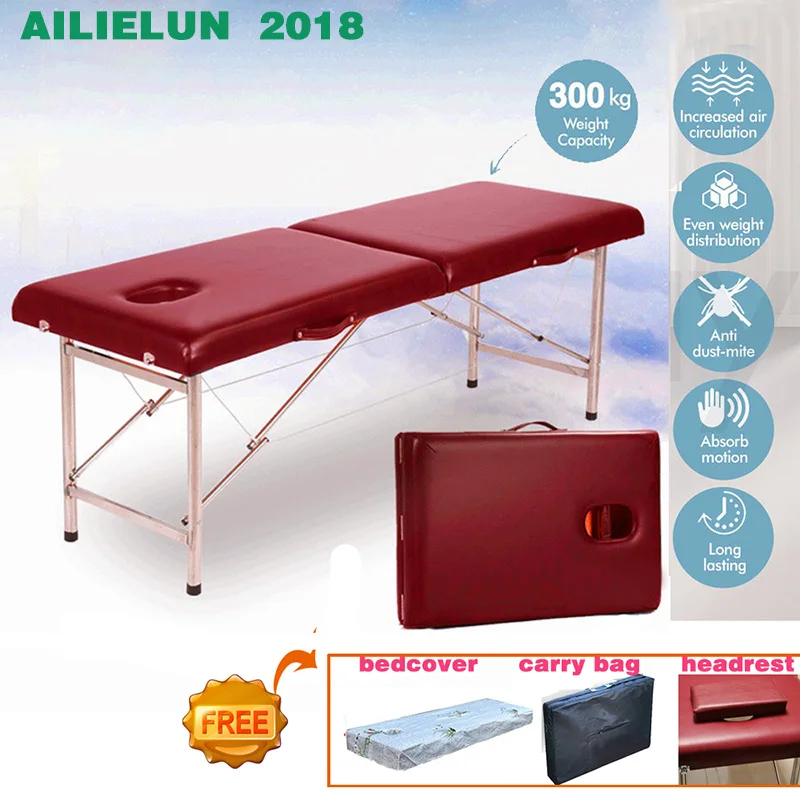 Folding Beauty Bed 180cm length 60cm width Professional Portable Spa Massage Tables Foldable with Bag Salon Furniture Wooden