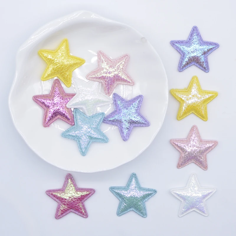 100Pcs 25mm Glitter Star Applique Padded Patches for Clothes Hat Crafts Sewing Supplies DIY Headwear Hair Clips Bow Decor N30