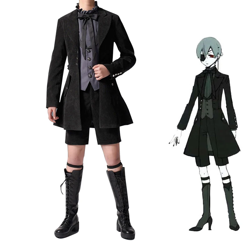 

Anime Kuroshitsuji Black Butler Cosplay Demon Ciel Phantomhive Costume Halloween Party Suit (Coat+Shirt+Vest+Pants+Socks)