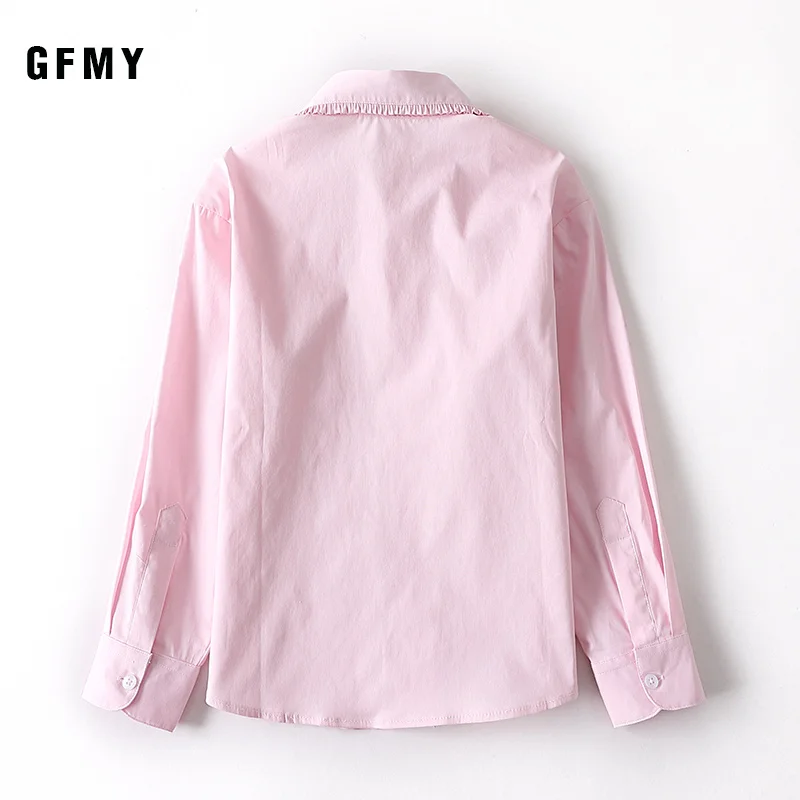 2021  Girl  Fashion Cotton Pink  Blue White shirt blouse Clothes Children kids Good quality comfortable clothes children\'s Tops