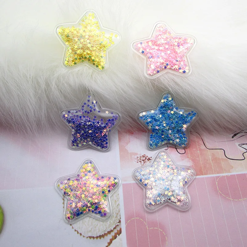 100pcs/lot Fantasy Transparent PVC Star patch applique with Stars Sequin For Clothes Cake Clip Headwear Accessories