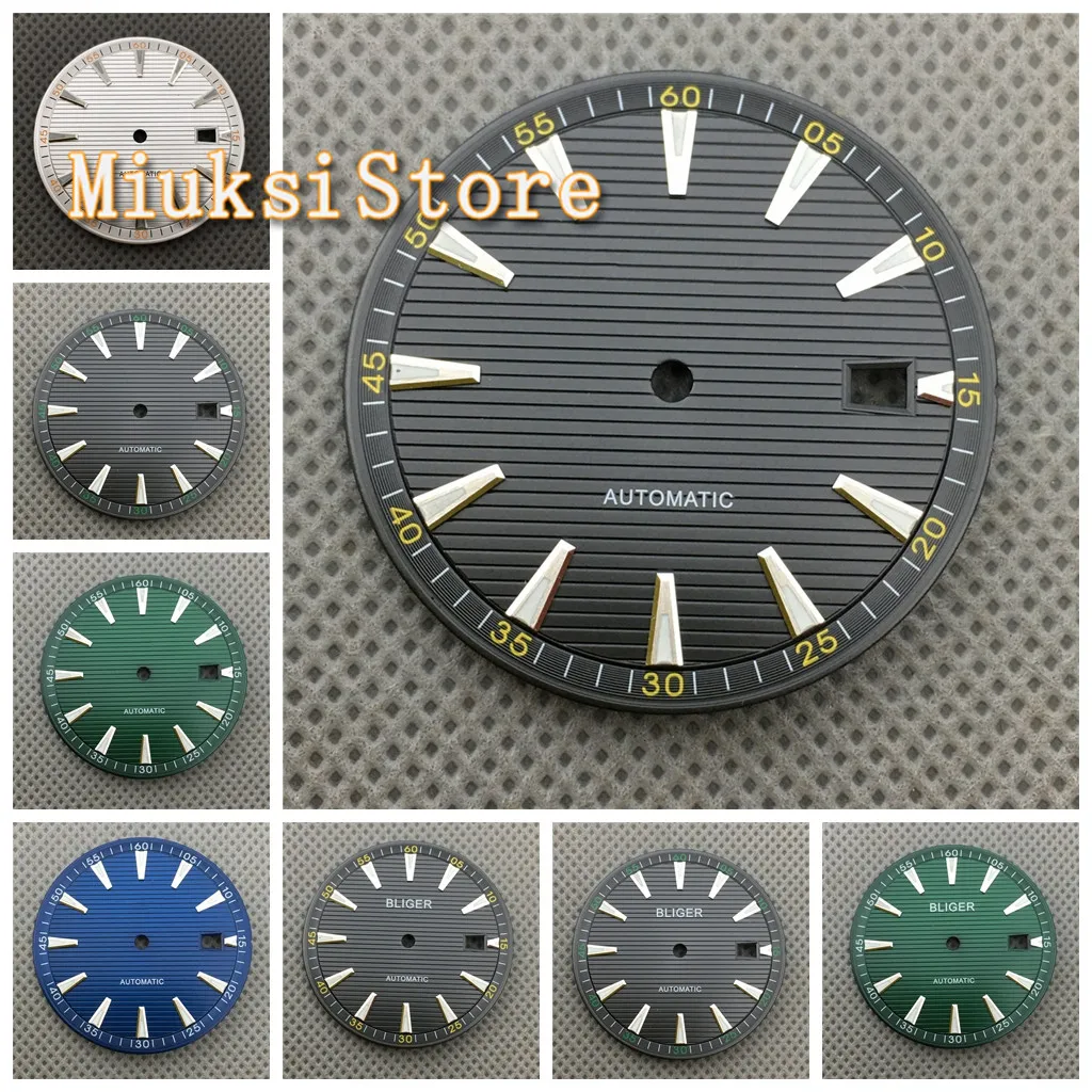 1PCS 33.2mm sterile blue black green silver watch dial luminous marker fit NH35 NH36 automatic movement