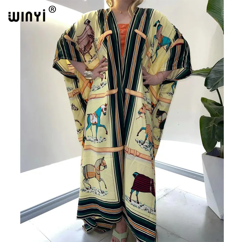 

WINYI 2021 женское пляжное платье с богемным принтом, купальный костюм, накидка на весну для женщин, пляжная одежда с капюшоном, халат, пляжный кафтан