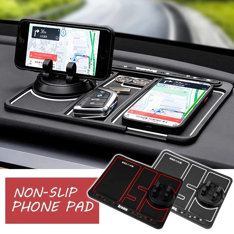 4 in 1 Car Anti-Slip Mat Silicone Dashboard Sticky Phone Holder Mat Auto Non-Slip Sticky Gel Pad For Phone Sunglasses storage