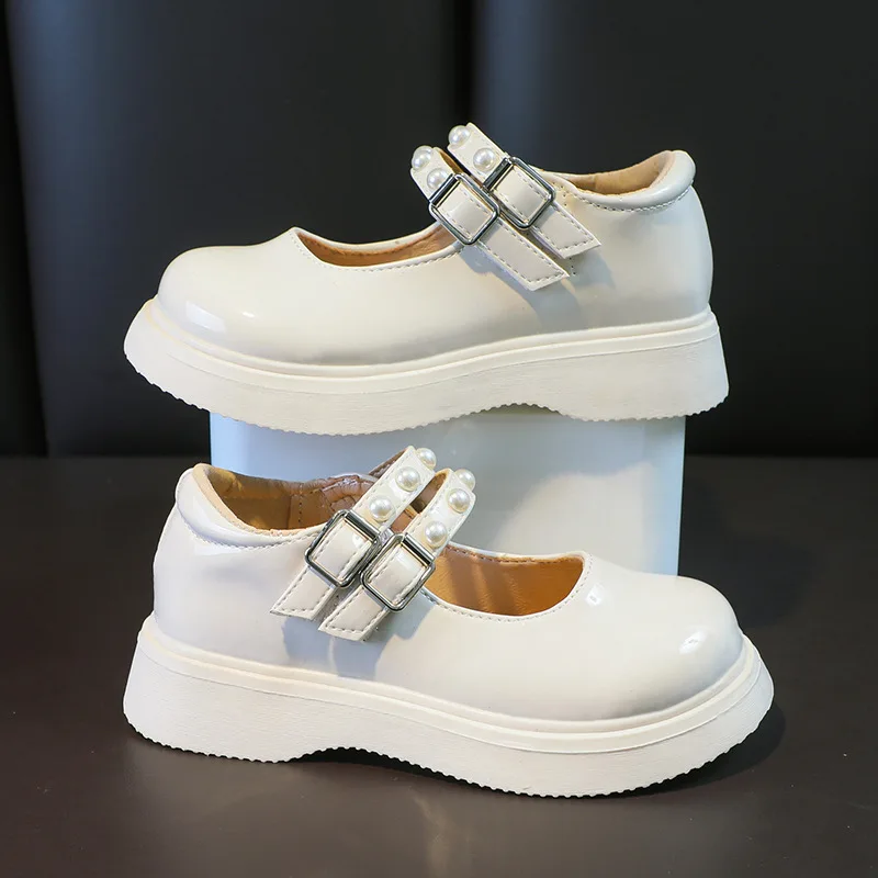 Autumn Fashion Princess Pearl Shoe Kids Little Girl School Child Shoes Dress Party Leather Shoe 2021 3 4 5 6 7 8 9 10 11 12 Year