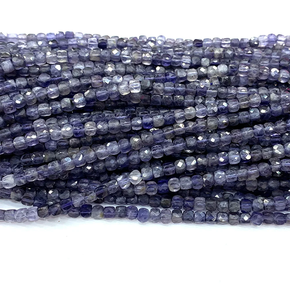 Veemake Blauw Ioliet Natuurlijke DIY Ketting Armbanden Oorbellen Ring Facet Onregelmatige Kubus Dames Kleine Kralen Voor Sieraden Maken