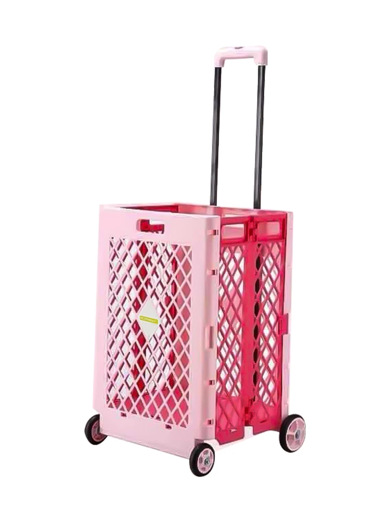 Foldable food basket trolley trolley grocery shopping cart lightweight large capacity small trolley cart portable travel 65L