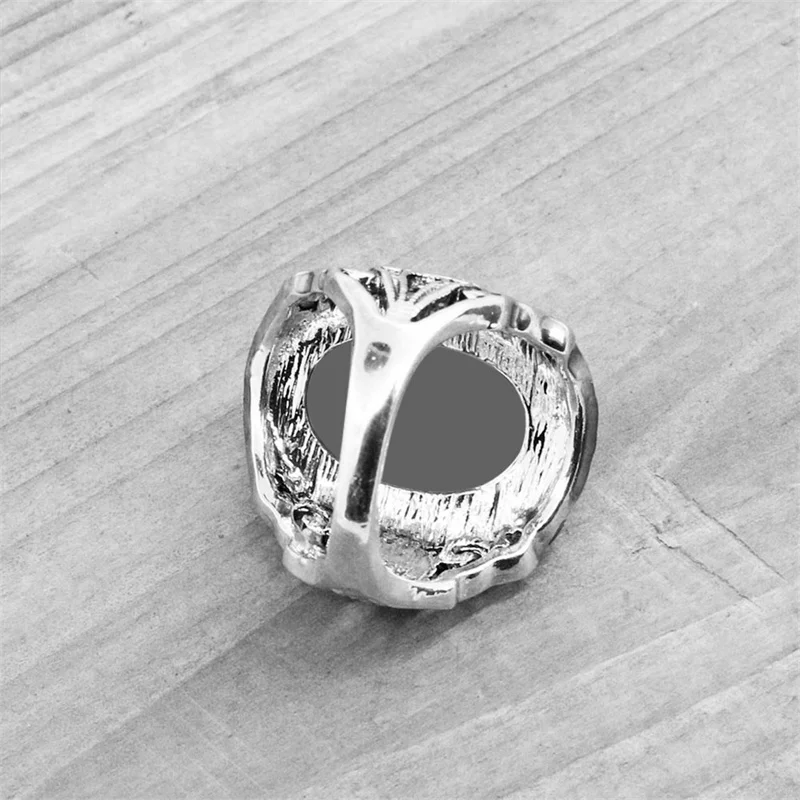 Gray Butterfly Plant Cameo Rings For Women Antique Silver Plated Fashion Hollow Flower Branches Cameo Ring