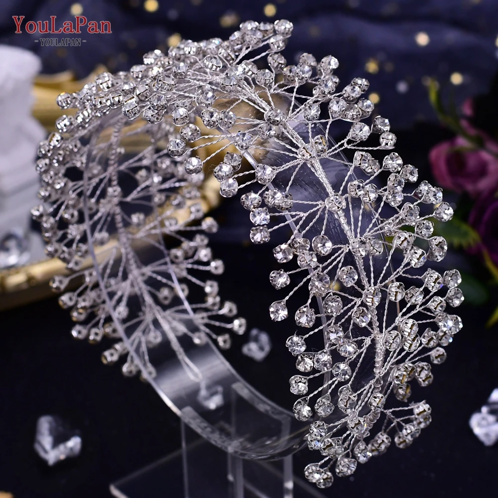 

YouLaPan Bridal Rhinestone Headbands Crystal Headpiece Banquet Headwear Woman Bridesmaid Hairbands Tiara and Crown HP412