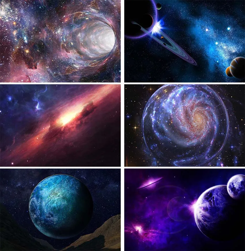 

Hubble Space Starry Cosmic Background Cloth Fantasy Planet Room Decoration Polyester Baby Birthday Party Photography Background