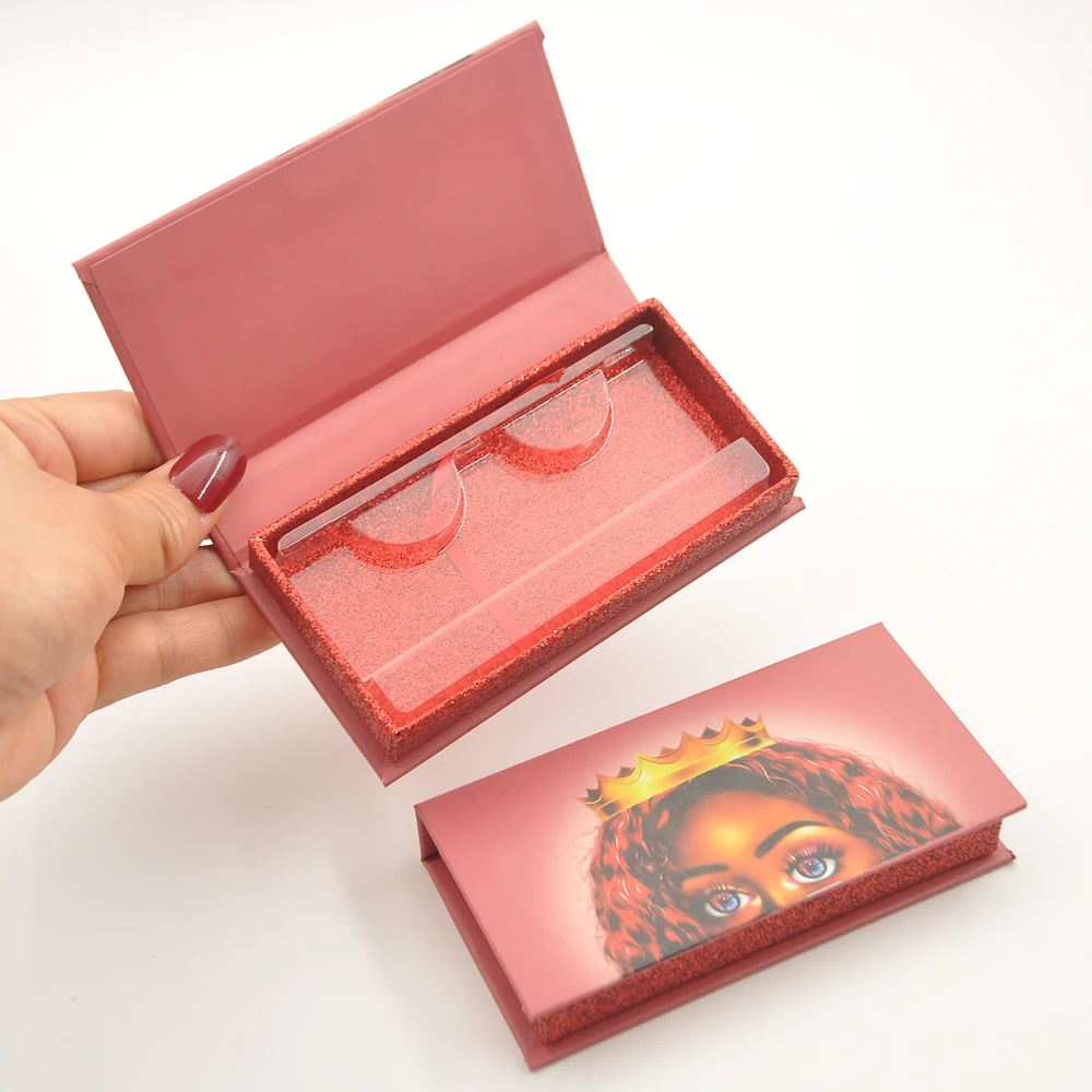 

NEW 30/50/100pcs false eyelashes packaging box custom logo 3d mink fakelashes boxes faux cils strip magnetic Red case empty