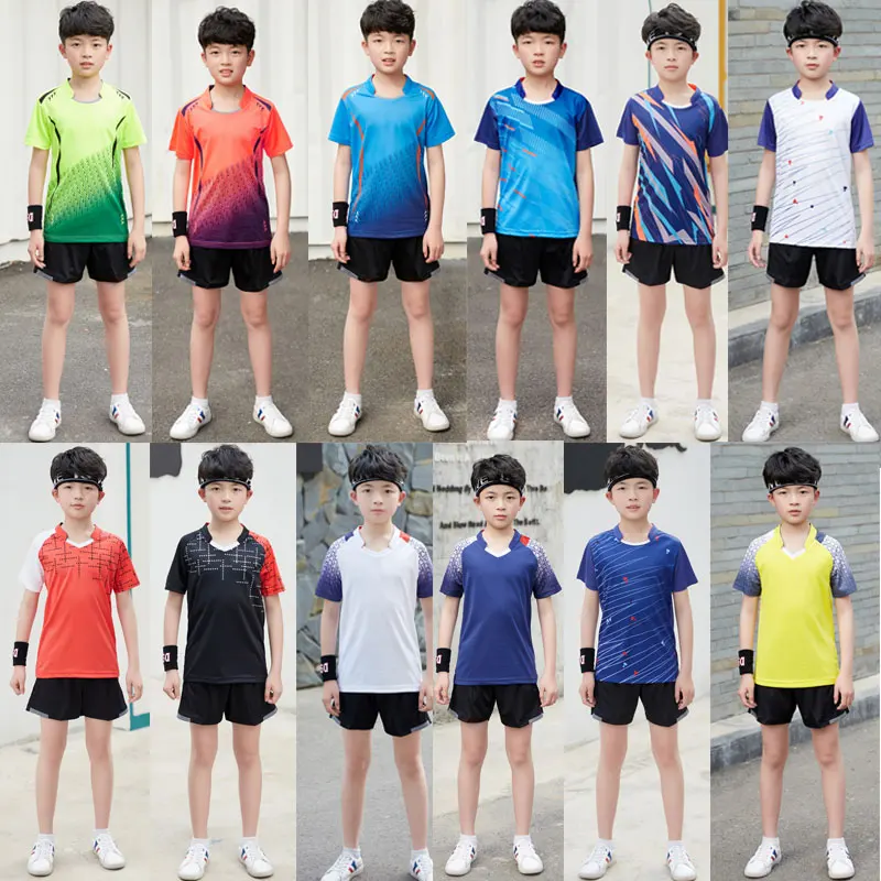 Kids Badminton Sets Boys short sleeve Tennis shirt + Shorts Suit Girls Ping Pong Tops tee Children Running Gym Kit Clothes