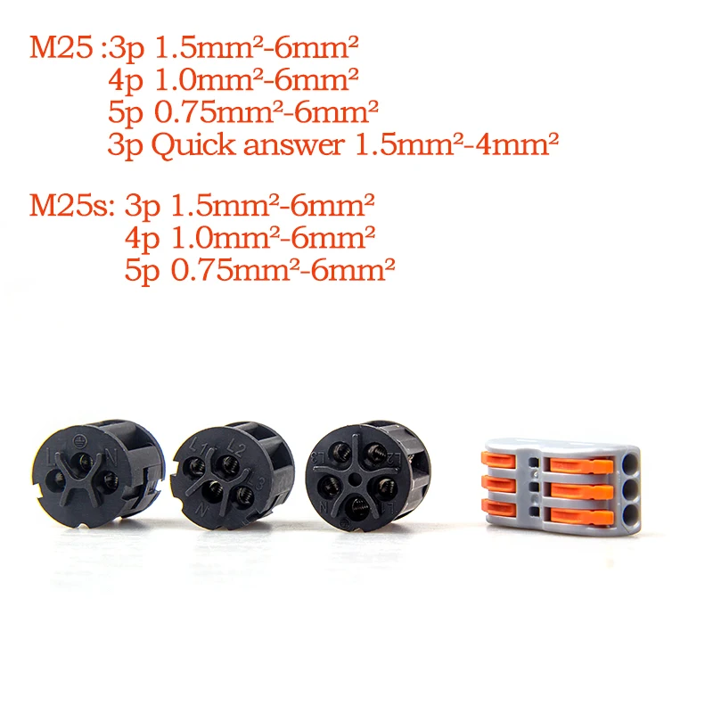 IP68 Waterproof Connector 2/3/4/5 Pin Electrical Terminal Adapter Wire Connector Screw Pin connector LEDLight Outdoor Connection