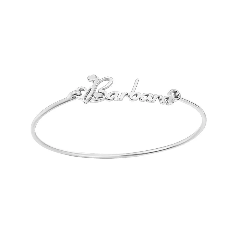 Custom Wire Bangle Personalized Name Bracelet for Women Girl Stainless Steel Cuff Birthday Blessing Jewelry Gift