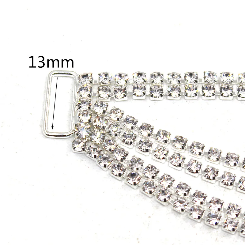 New Sale Prices 10pcs/lot 135mm 6 Rows Rhinestones Bikini Buckles Swimwear Decorative Diamond Chain Crystal Bodybuilding