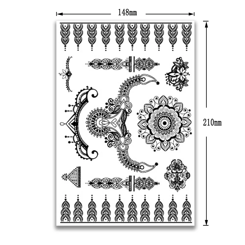 Sexy Lace Black Henna Temporary Tattoo Sticker Party Choker Women Hand Jewelry Tatoo Paste Waterproof Body Art Tattoo Stickers