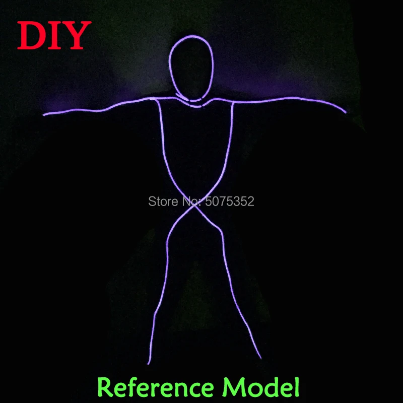 Neon Light Up Costume para Homens e Mulheres, EL Wire Suit, LED, Rave, Piscando, Roupas de Dança, Moda, Novo