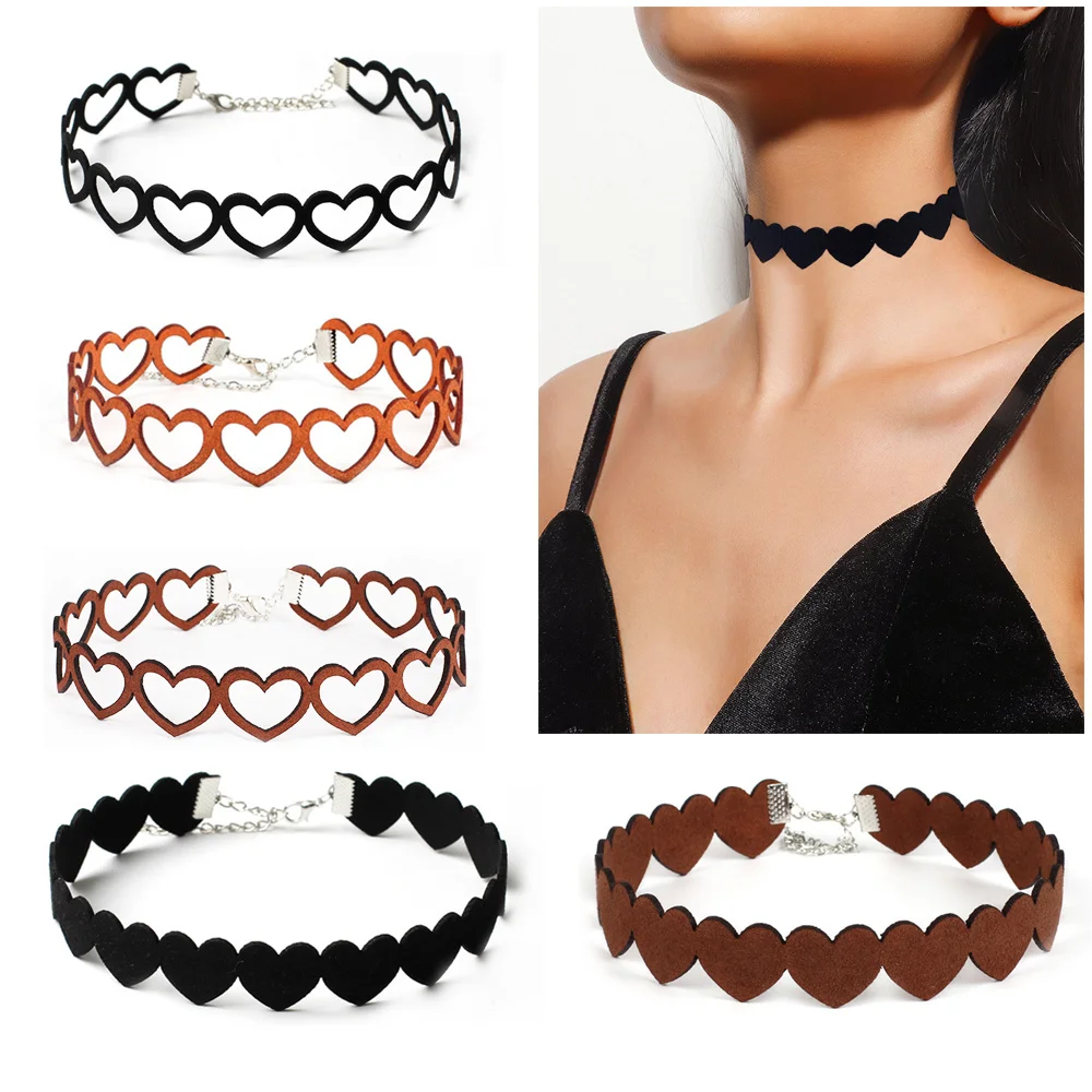 Black Lace Tattoo Choker Vintage Velvet Hollow Love Creative Necklace Women's Jewelry Neckline Decoration Party Supply for Girls