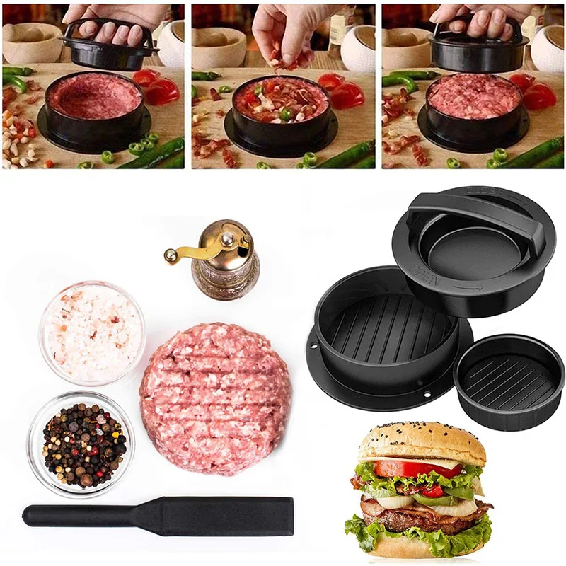 المطبخ آلة ضغط البرجر صانع همبرغر قالب الطبخ همبرغر ورقة أقراص ABS مجموعة الجمع برغر اللحوم صنع أداة