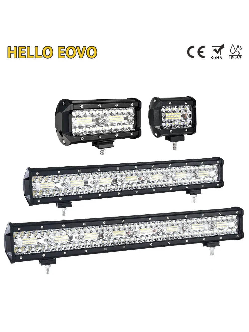 HELLO EOVO-Barra de luz LED de trabajo, 4 - 32 pulgadas, fuera de carretera para conducción, barco, coche, Tractor, camión, 4x4, SUV, ATV, sin Kits de cableado