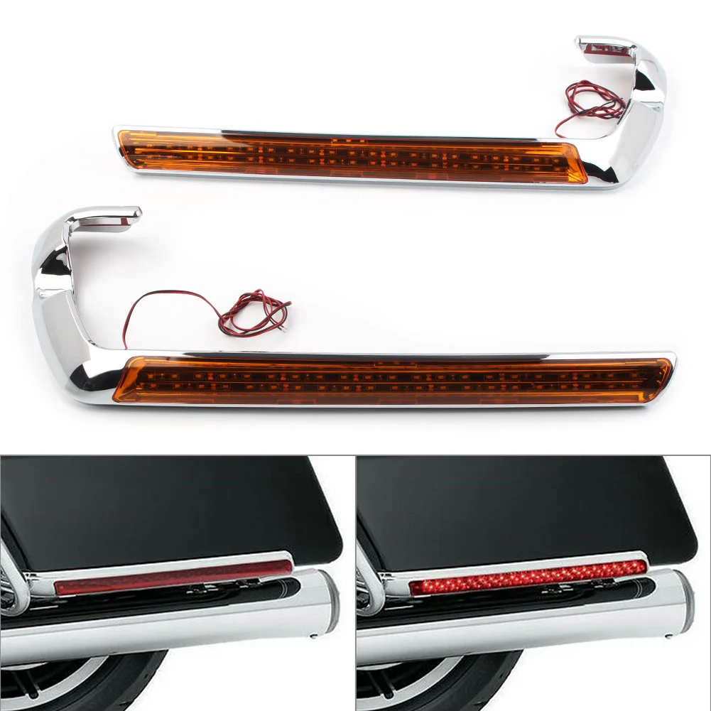 2x Motorbike Saddlebag Side Marker Lamp White LED Light with Amber Lens For Harley Touring 2014 2015 2016 2017 2018 2019 2020