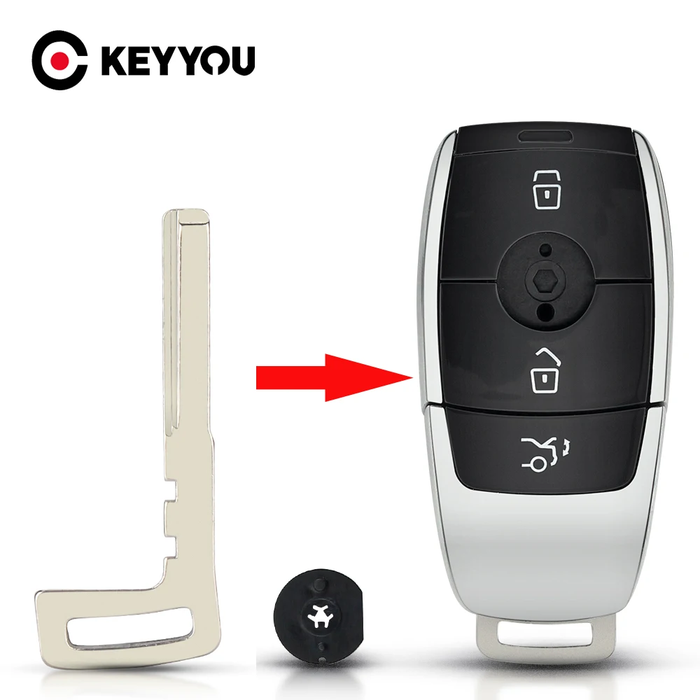 KEYYOU Replacement Remote Smart Key Blade For Mercedes Benz Key Shell Case Cover C200L E300L S320 E Class 2016-2020 S Class 2018