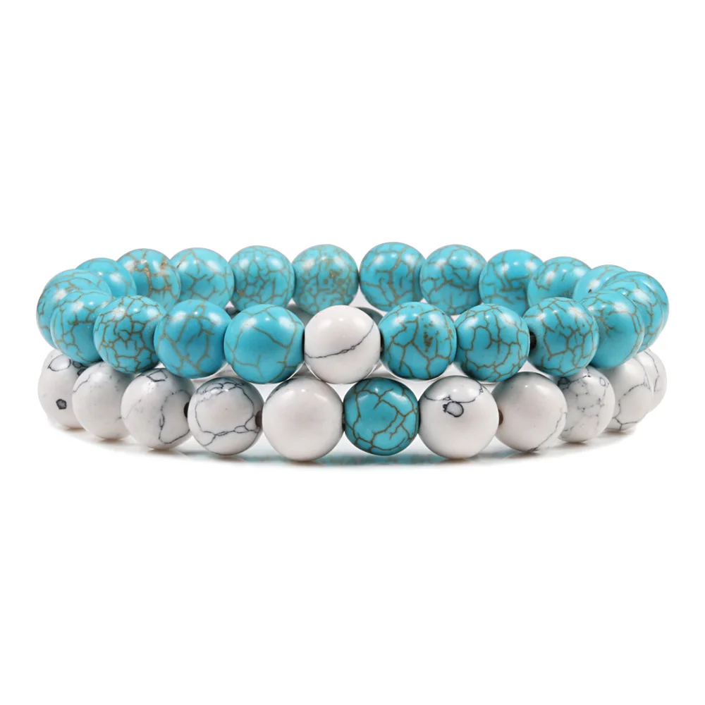 1-2PCS Natural Lava Stone Beaded Bracelets Set
