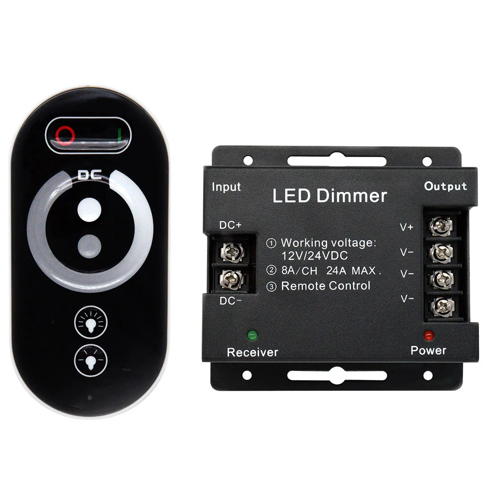 Rf Led Dimmer Hotsales 12V 24V  288W 24A High Power 433mhz Rf 6 Keys Touch Remote Control Mono Led Dimmer