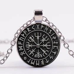 New Vegvisir Pirate Compass Pendant Glass Cabochon Necklace Men And Women Accessories