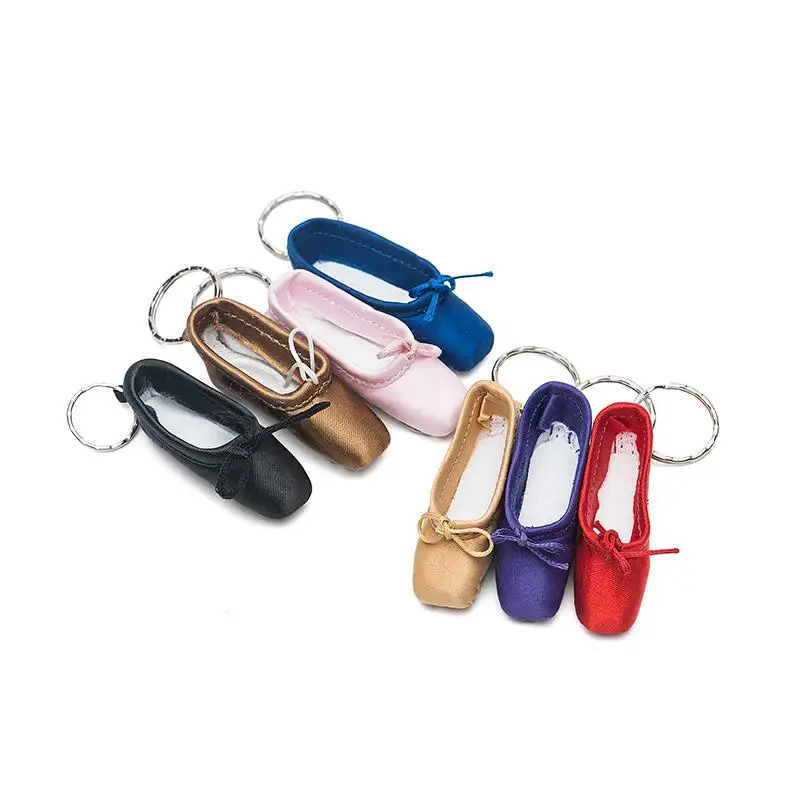 Handmade Mini Ballet Shoe Ballet Keychain Gift Satin Pointe Shoes Key Ring Keychain Schoolbag Bjd Doll Pendant