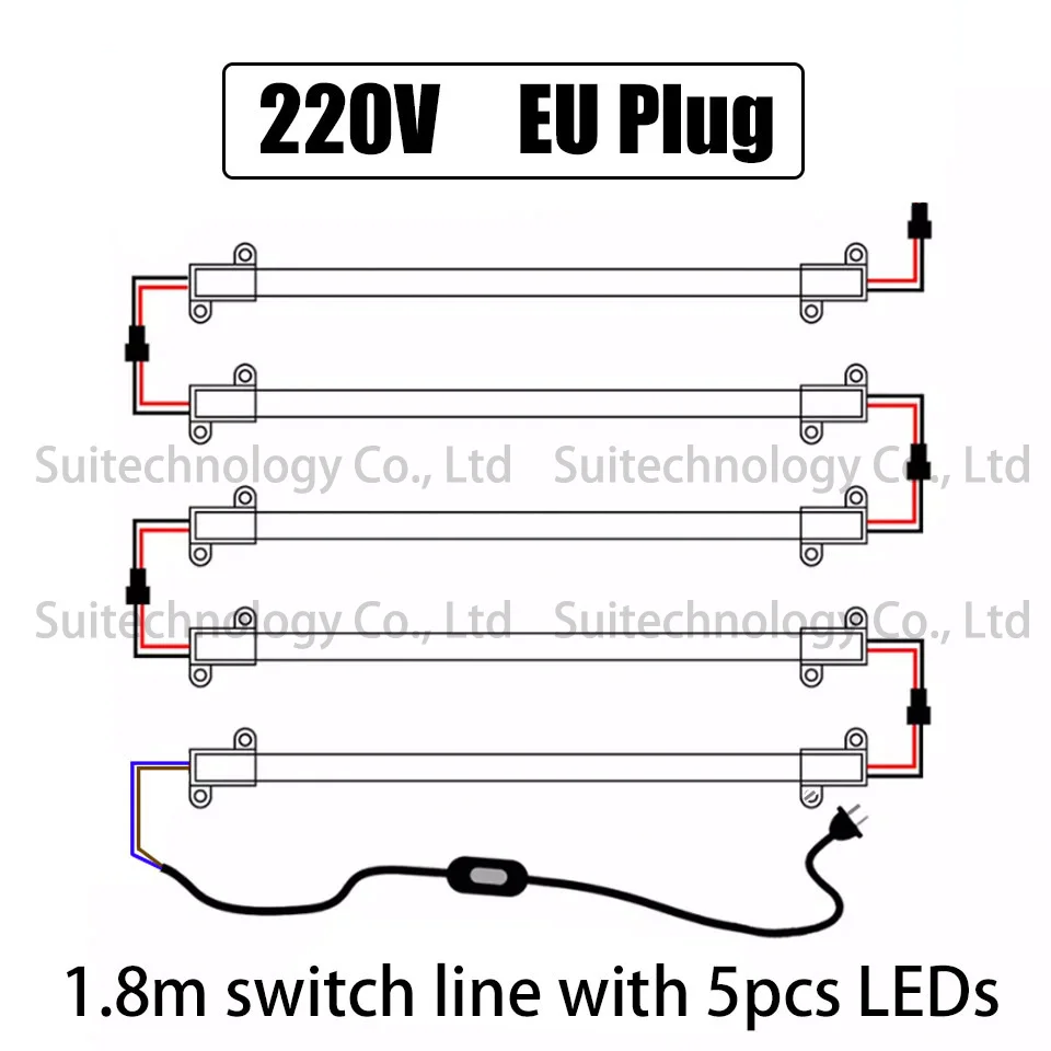 고휘도 LED 바 라이트, 에너지 절약 LED 형광 튜브, AC 220V, 20cm, 30cm, 40cm, 50cm, 60cm, 5 개