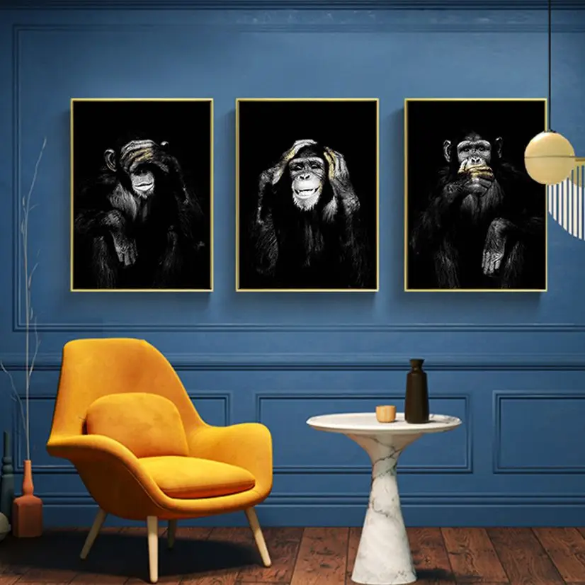 Dark 3 Funny Monkey Street Art Posters Pictures Canvas HD Printed Wall Art Home Decor Paintings for Living Room Decorations