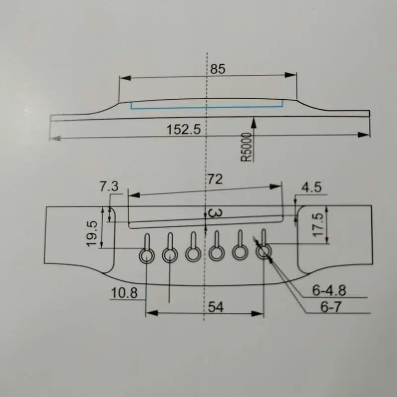 Piezas de Repuesto de puente de guitarra de ébano de alta calidad, accesorios de guitarra acústica de madera maciza, 153x37x9mm, estilo MT