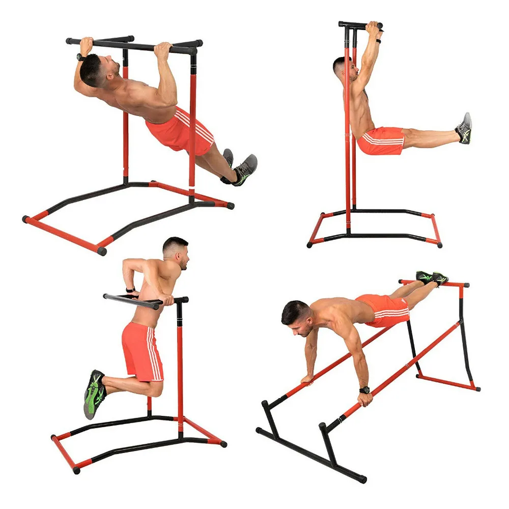 VEVOR 330LBS Pull Up Dip Station Gym Bar Power Pull Up Tower Chin Up Multi Function Steel Portable per Home Fitness