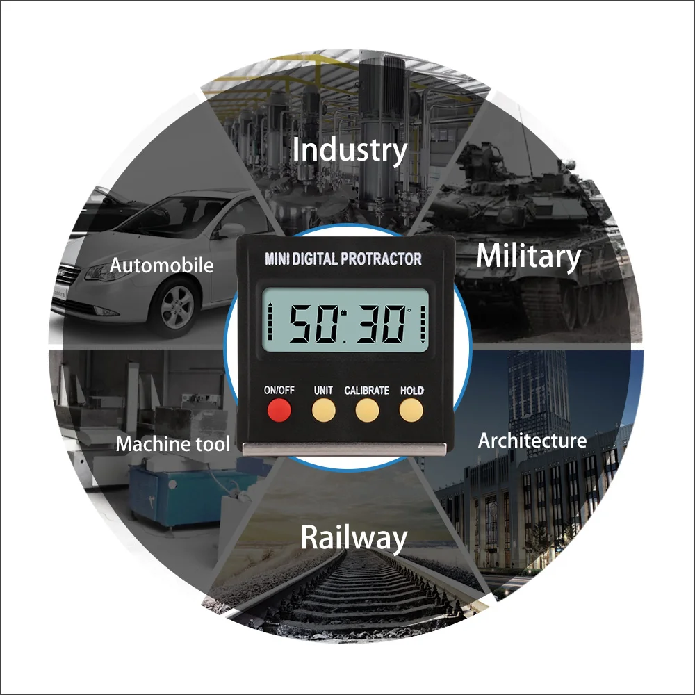 RZ Angle Protractor Universal Bevel 360 Degree Tilt Mini Electronic Digital Protractor Inclinometer Tester Measuring Tools