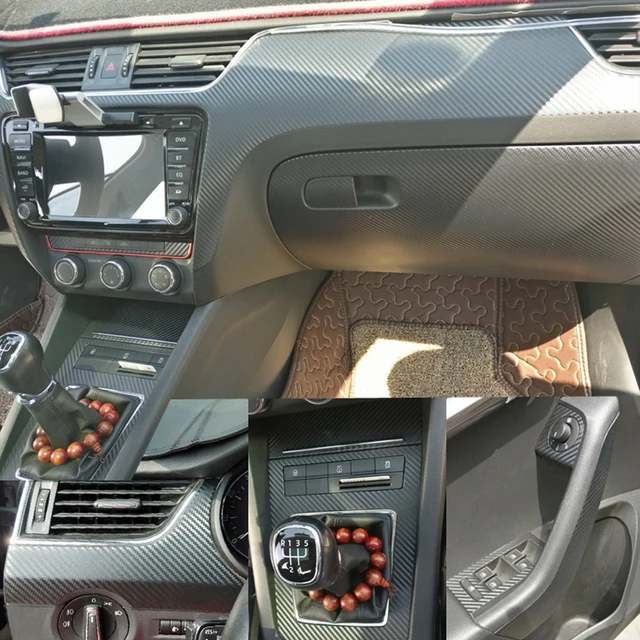 Akcesoria do wnętrza samochodu 5D naklejka z włókna węglowego dla Skoda Octavia 2015-2019 wewnętrzny centralny Panel sterowania stylizacja klamki drzwi