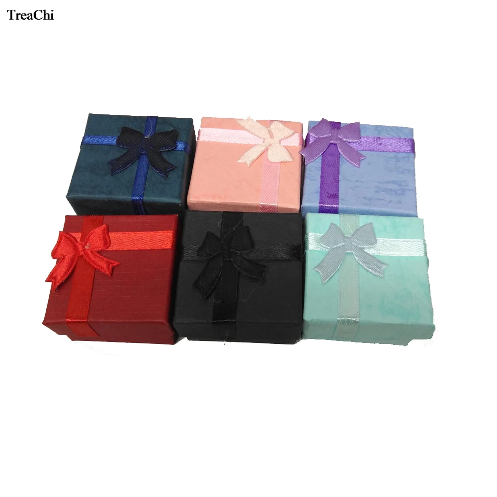 

8 Colors Paper Jewelry Ring Box 48Pcs/lot Ring Jewelry Box Earrings Wedding Ring Jewelry Gift Holder Package Case 4*4*3Cm