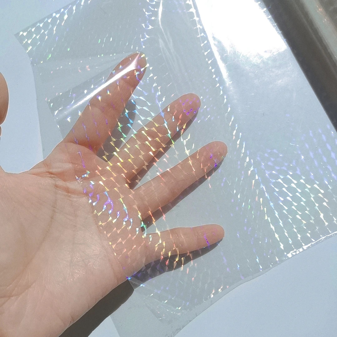 21cm X 120m Hot Stamping Foil Paper Holographic Grid Style Transparent On Box or Plastic DIY Package