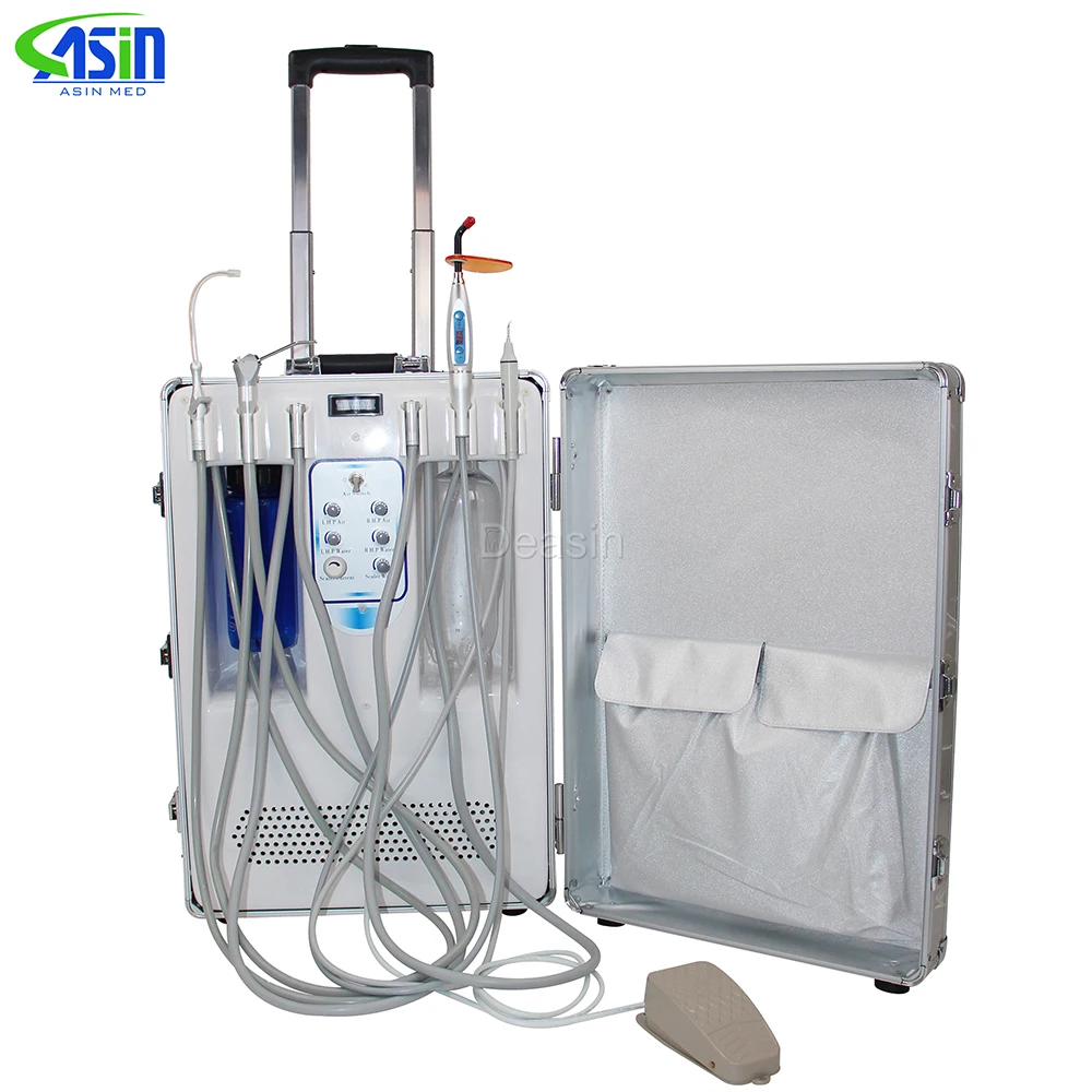 DEASIN Design Portable Dental Unit with Built in Ultrasonic Scaler & Oiless Air Compressor Motor for Dental Hospital, Clinics