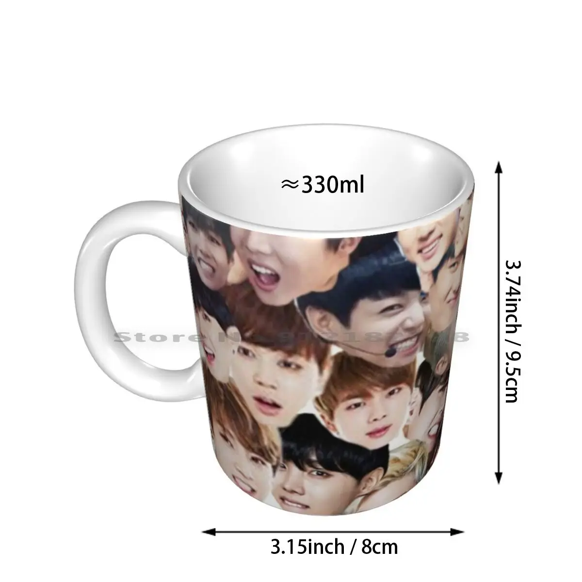 /-Faces Ceramic Mugs Coffee Cups Milk Tea Mug Collage Pink White Kpop Korean Pop Tumblr Bulletproof Boy Scouts Jin Suga Rap