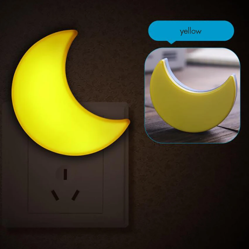 Lampka nocna z czujnikiem światła w kształcie księżyca Lampka nocna LED z czujnikiem zmierzchu do świtu do sypialni dziecięcej, łazienki, wtyczki US/EU
