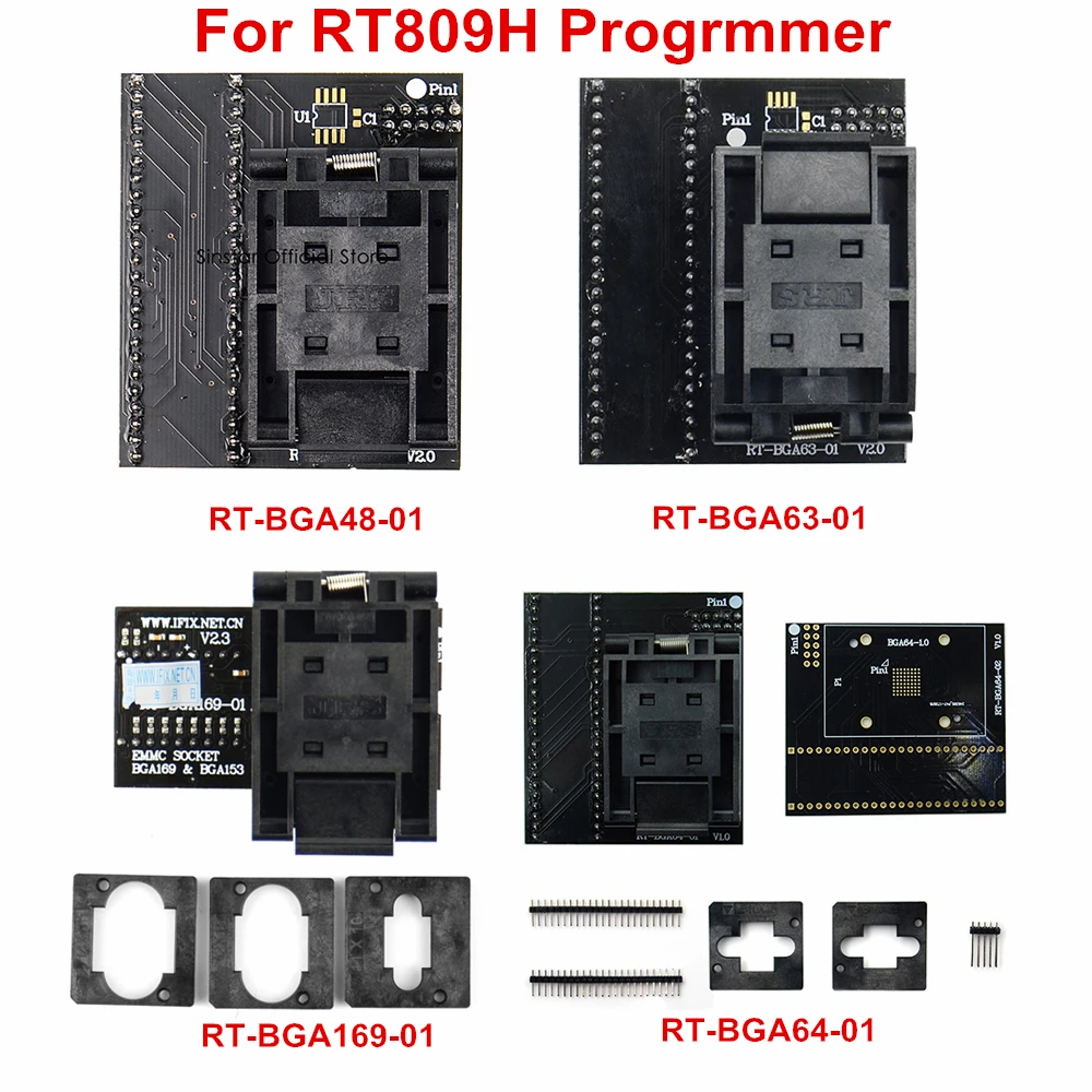 Top BGA63 BGA64 BGA48 BGA169-01 presa adattatore programmatore per programmatore Flash RT809H EMCC Nand