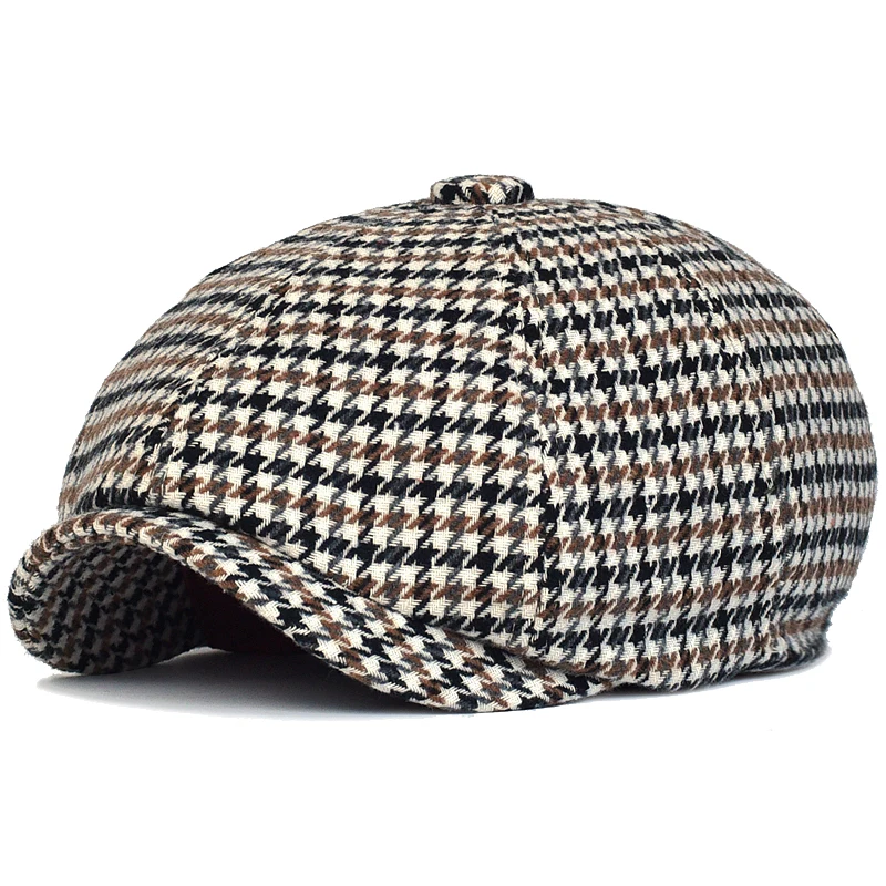 Herbst Winter Plaid Zeitungsjunge Ivy Caps Casual Baskenmütze Hüte England Gatsby Retro Hut Fahrer Flache Kappe