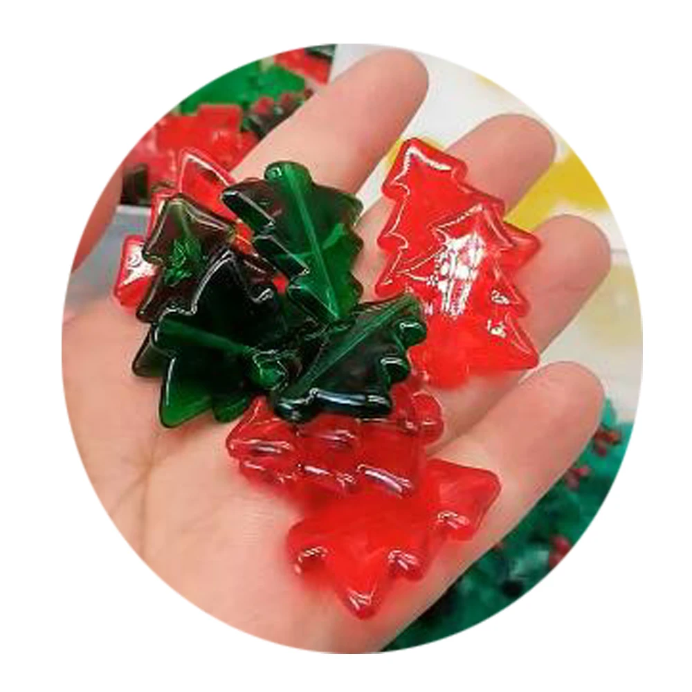 

100/200g Red Green Clear Acrylic Christmas Tree Beads with Through Hole for Pendant Accessories Christmas Hangings